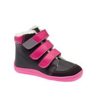 BEDA ZIMNÍ VYŠŠÍ EL Black/Pink Dětské zimní zateplené barefoot boty - 25