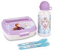 Dárkový set Disney Frozen svačinový box s příborem a láhev 400 ml