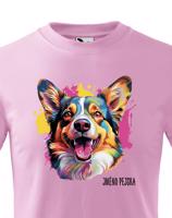 Dětské tričko s potiskem plemene Welsh Corgi Cardigan s volitelným jménem