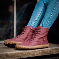 FRODDO VYŠŠÍ KOŽENÉ ZIMNÍ TEX LACES Bordeaux | Dámská zimní zateplené barefoot boty - 38