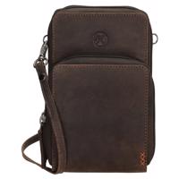 Hide & Stitches Idaho kožená crossbody taška na mobil - tmavě hnědá