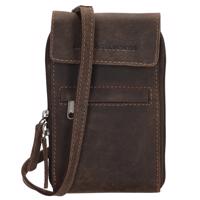 Kožená crossbody taška na mobil Hide & Stitches Idaho - tmavě hnědá