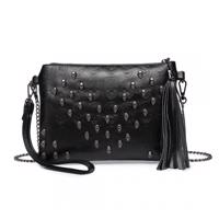 Miss Lulu dámská crossbody kabelka s lebkami - černá