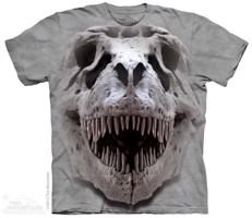 Pánské batikované triko The Mountain - T-Rex Big Skull - šedé Velikost: XL