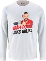 Pánské bílé tričko s dlouhým rukávem Michal Kavalčík - Vaří jako Majkl