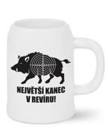 Pivní půllitr Největší kanec v revíru - dárek pro myslivce