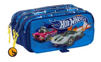 SAFTA tříkomorový penál Hot Wheels - modrý