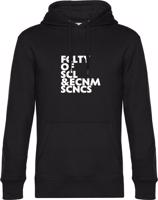 Unisex čierna mikina s kapucňou UK - FCLTY OF SCL ECNM SCNCS