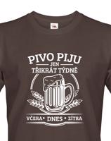 Vtipné tričko Pivo piju jen třikrát týdně - originální motiv s pivem